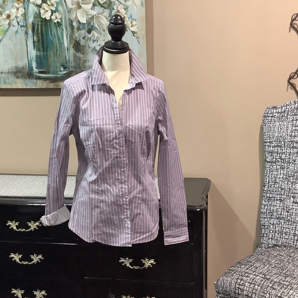 Simply Styled Purple/Grey Striped Button Down Shirt